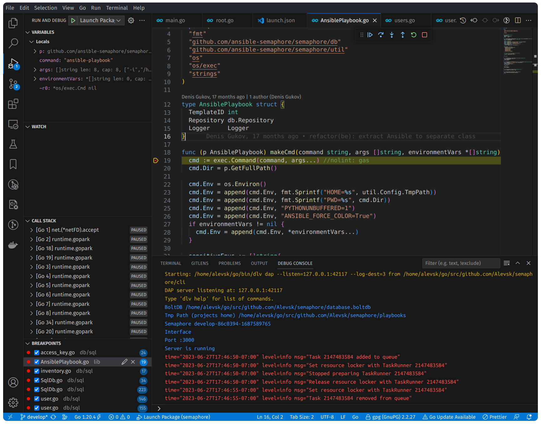 Debugging environment using vscode